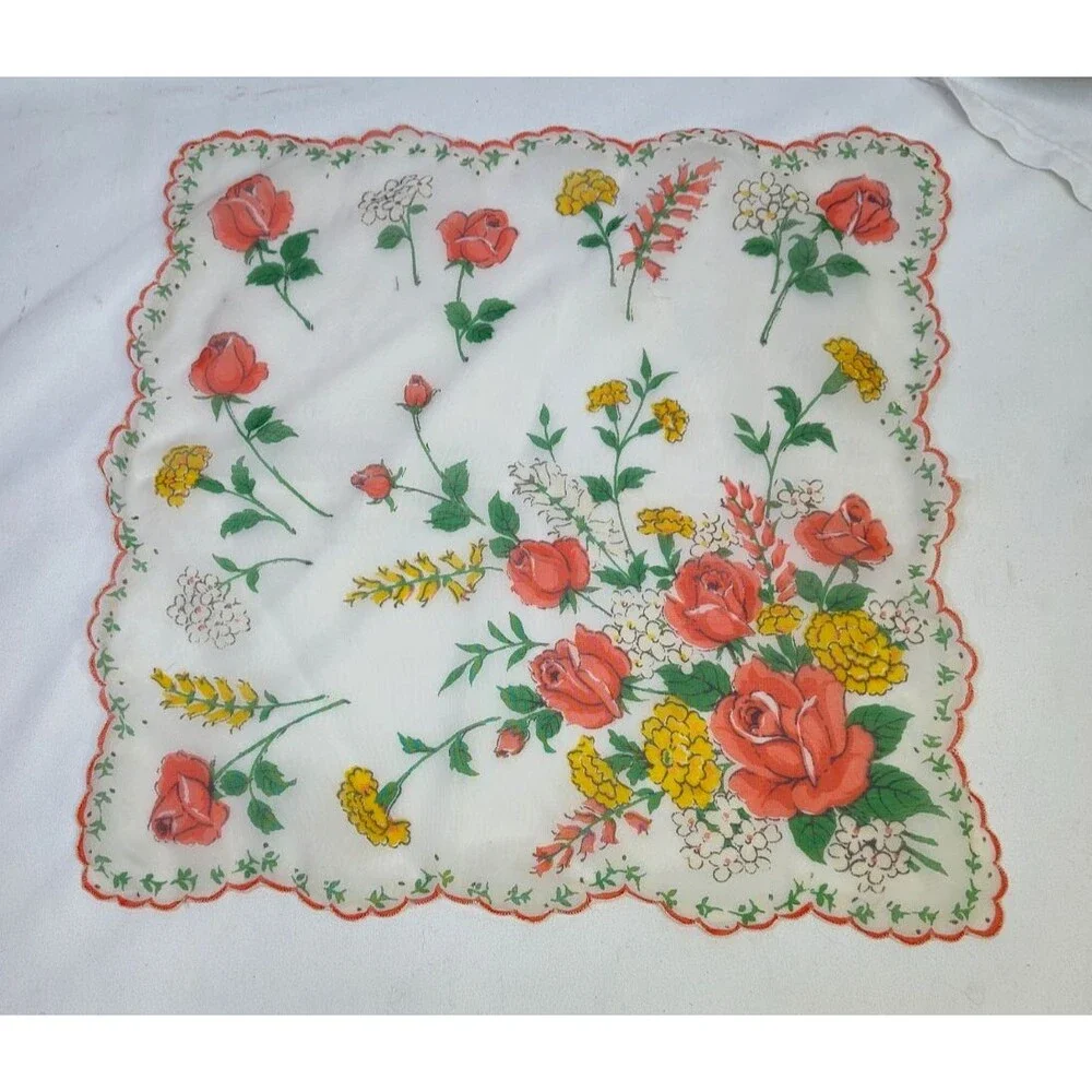 3 Vintage Lot  Switzerland Embroidered Hankies Handkerchiefs Wedding 13